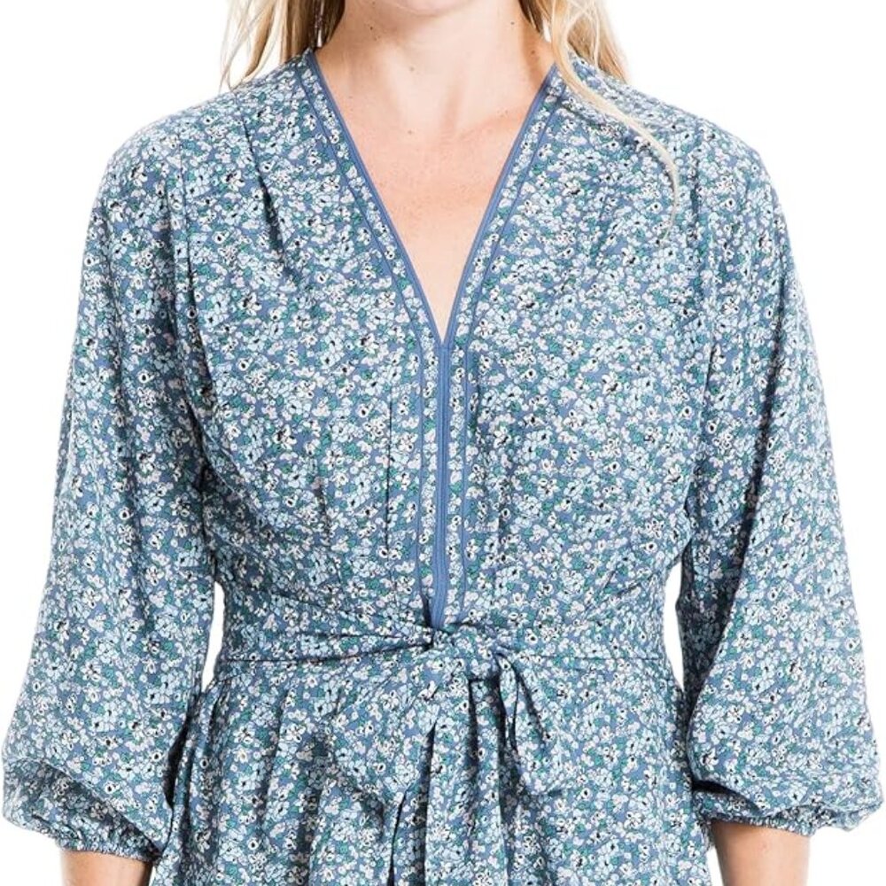 Max Studio Women's Crepe 3/4 Sleeve Tie Front Blouse